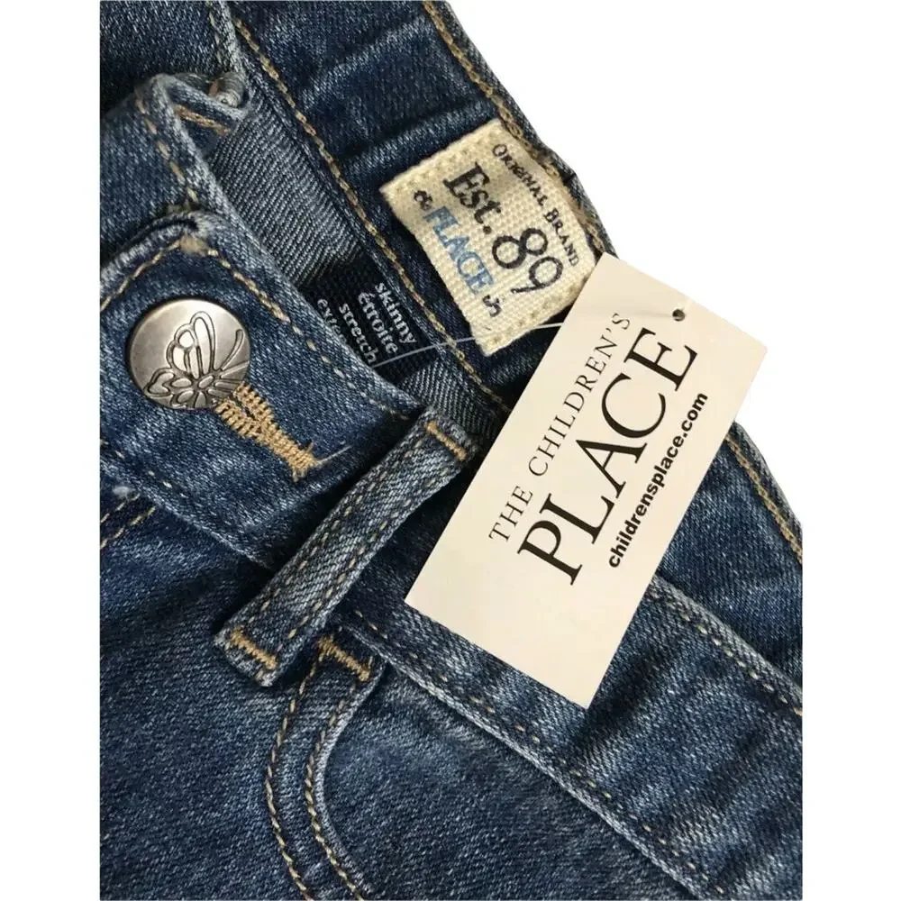 The Children's Place Girls Skinny Jeans Size 5 Blue Adjustable Waist NWT